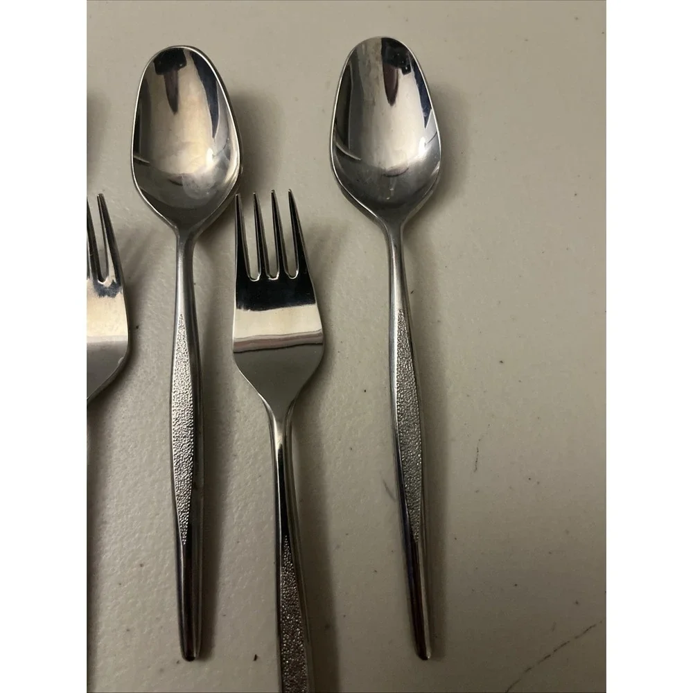 Stainless Steel Japan Flatware Lot of 11 Spoons,‎ Forks Textured Handle